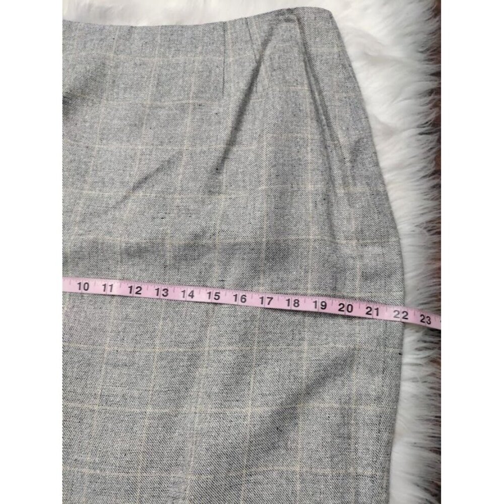 NWT VTG Linda Allard Ellen Tracy Pencil Skirt Women's 14 White Black Plaid Silk - Picture 11 of 13